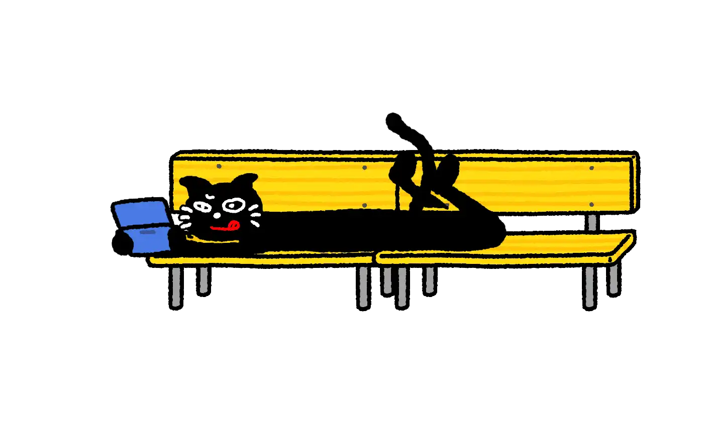 ベンチで寝てるキヨ猫