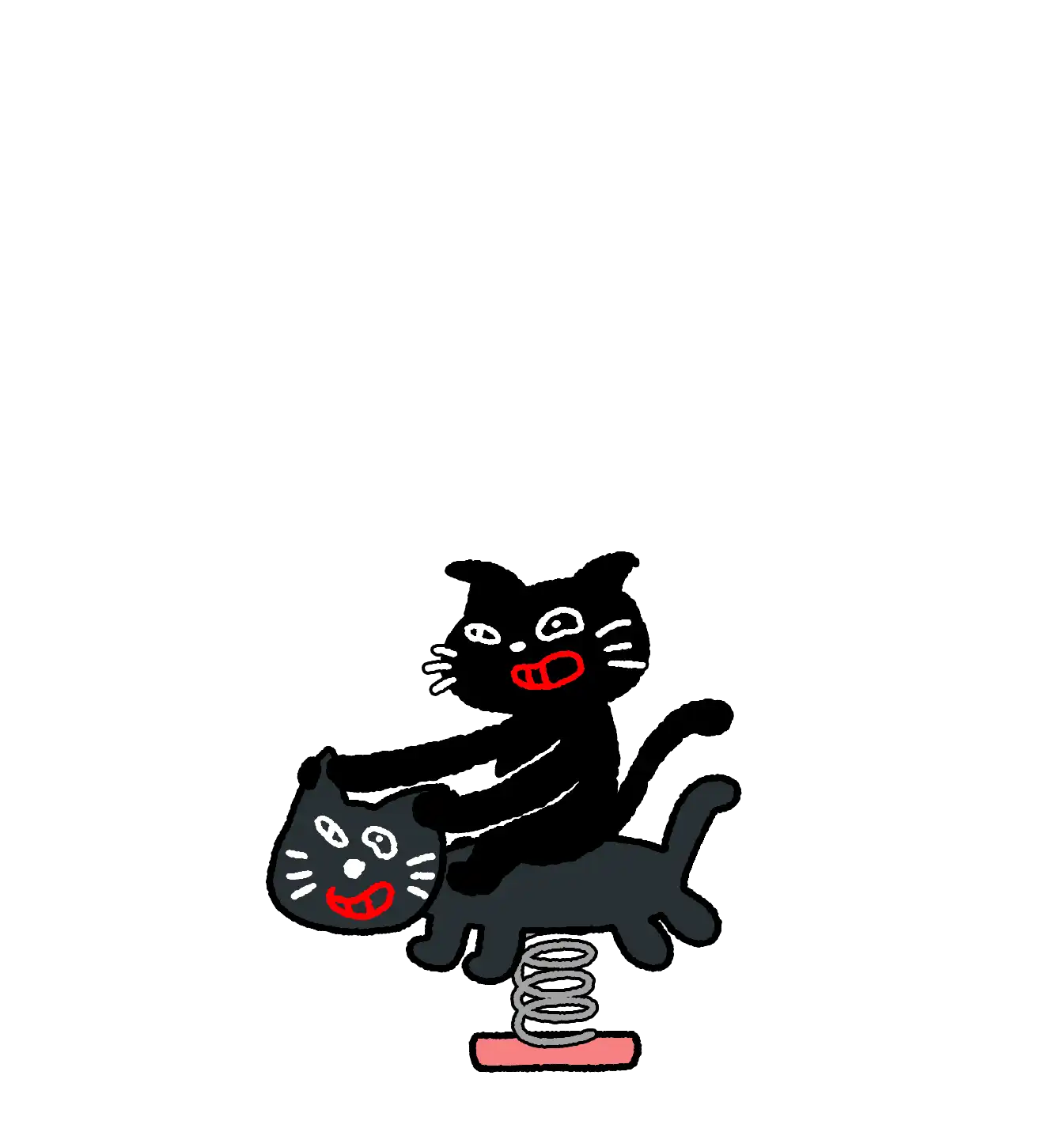 キヨ猫型の遊具にのって遊ぶキヨ猫