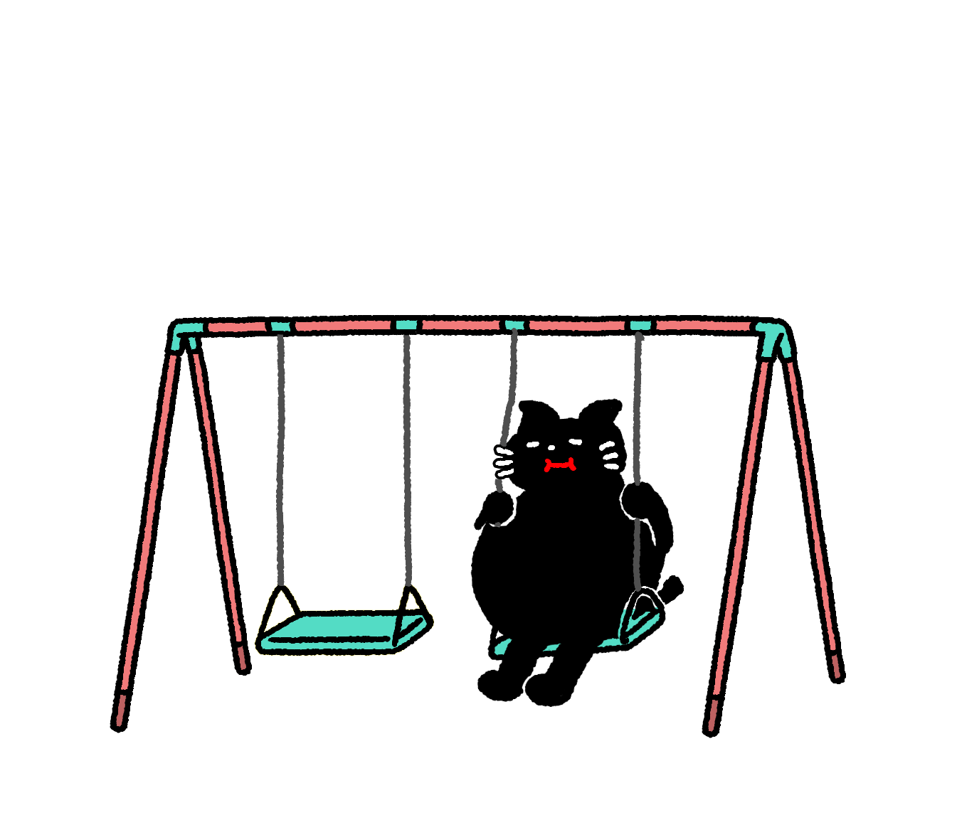 ブランコに高速で乗るキヨ猫のアニメーション